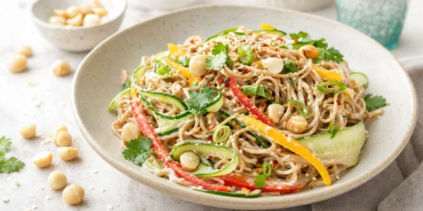 Soba nudle s krémovou makadamovo-limetkovou omáčkou