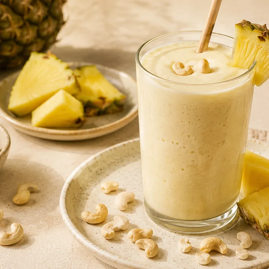 Krémový ananasovo-kešu shake bez vaření