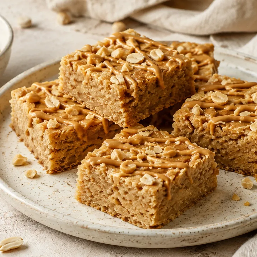 Vláčné cizrnové blondies s arašídovým máslem