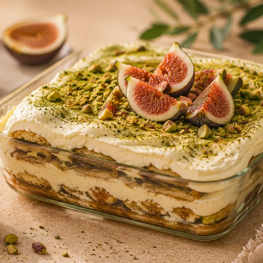 Pistáciové tiramisu s fíky bez pečení