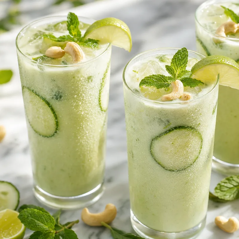 Okurková limonáda s kešu krémem a mátou