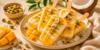 Krémové mango-kokosové nanuky s pistáciemi