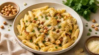 Penne s pečeným květákem a lískovými ořechy