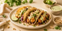 Křupavé květákové tacos s kešu-limetkovou omáčkou