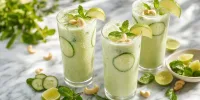 Okurková limonáda s kešu krémem a mátou