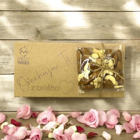 Dárková ořechová kazetka 50g - Mix natural kešu-mandle - Ořechuju Tě — náhled 1