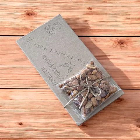 Dárková kazetka K NAROZENINÁM - Mix ořechů v medu a soli 50g — náhled 2