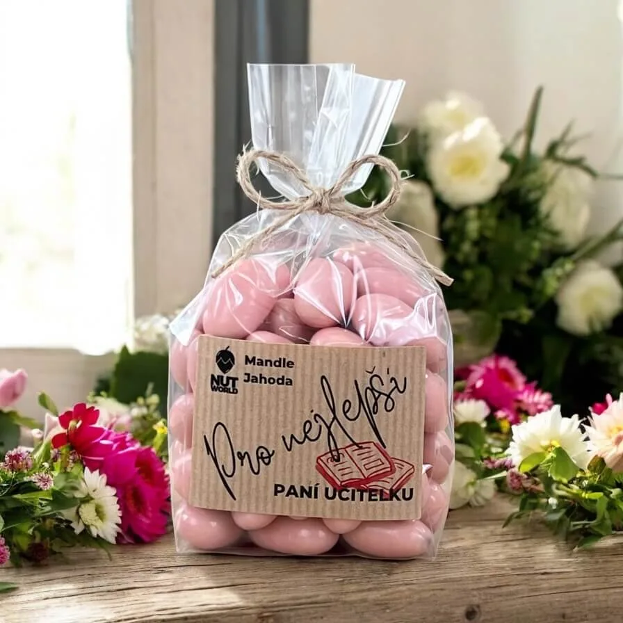Mandle s příchutí jogurt & jahoda - Mandle v jahodovém jogurtu 200g PRO PANÍ UČITELKU