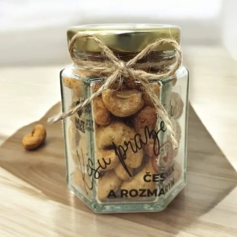 Dárková sklenička EXCLUSIVE - Kešu s česnekem a rozmarýnem  70g