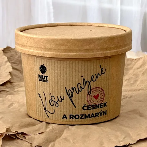 Kešu ořechy česnek a rozmarýn v EKO kelímku