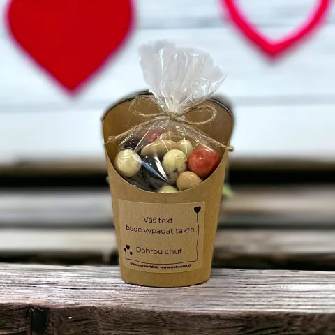 Ořechy v kelímku a celofánku s vlastním vzkazem (Mandle exclusive)