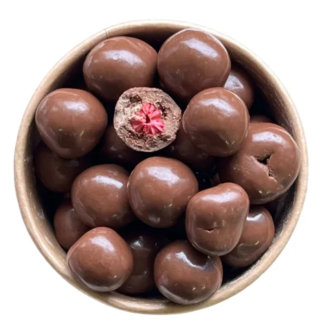 Maliny lyofilizované v mléčné čokoládě — náhled 1