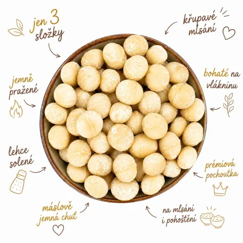 Makadamové ořechy pražené solené 500 g — náhled 2