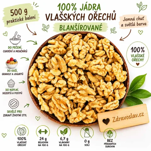 Vlašské ořechy blanšírované 500 g — náhled 2