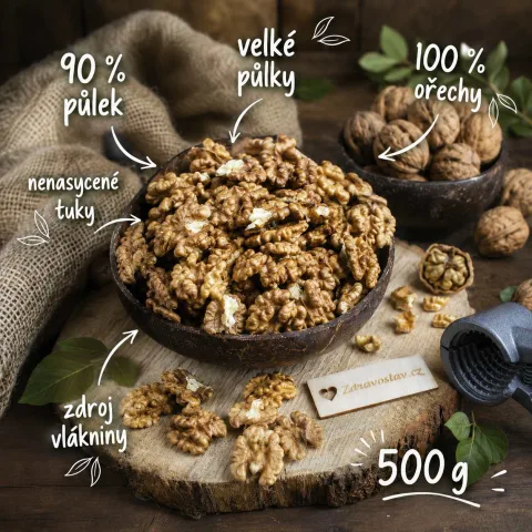 Vlašské ořechy Premium ( půlky 90% ) 500 g — náhled 3