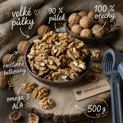 Vlašské ořechy Premium ( půlky 90% ) 500 g — náhled 2