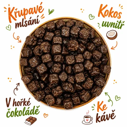 Kokosové kostky v hořké čokoládě 250 g — náhled 2