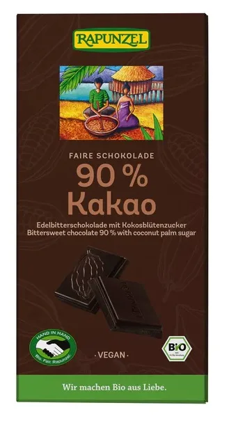 Rapunzel hořká čokoláda 90 % s kokosovým cukrem BIO