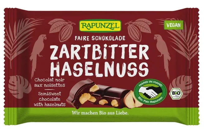 Rapunzel hořká čokoláda s lískovými oříšky BIO