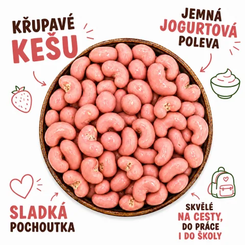 Kešu v jahodovo jogurtové polevě — náhled 2
