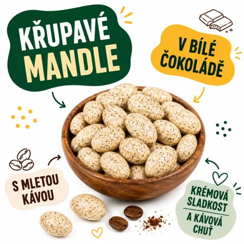 Mandle v bílé čokoládě s kávou — náhled 2