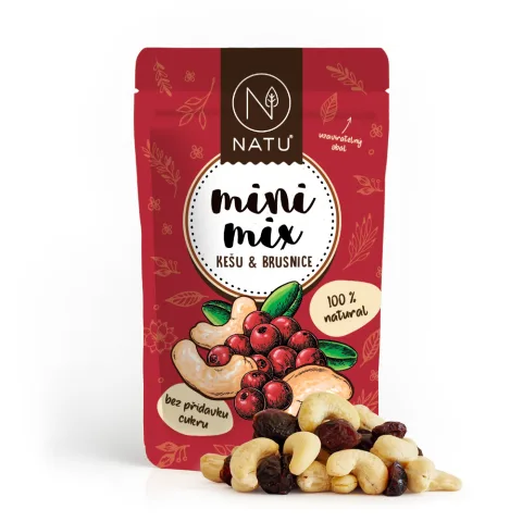 NATU Mini mix kešu a brusinky