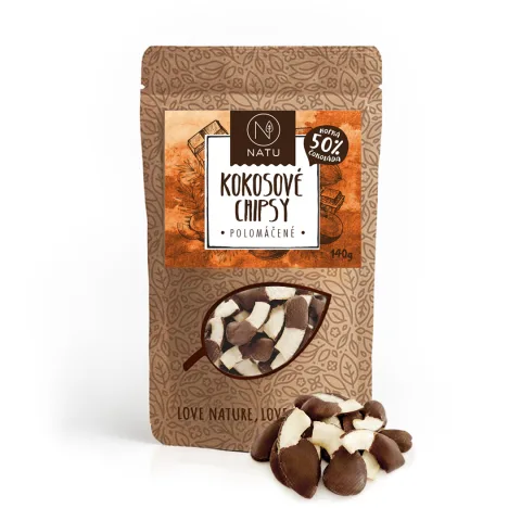 Kokosové chipsy polomáčené 50% hořká čokoláda — náhled 1