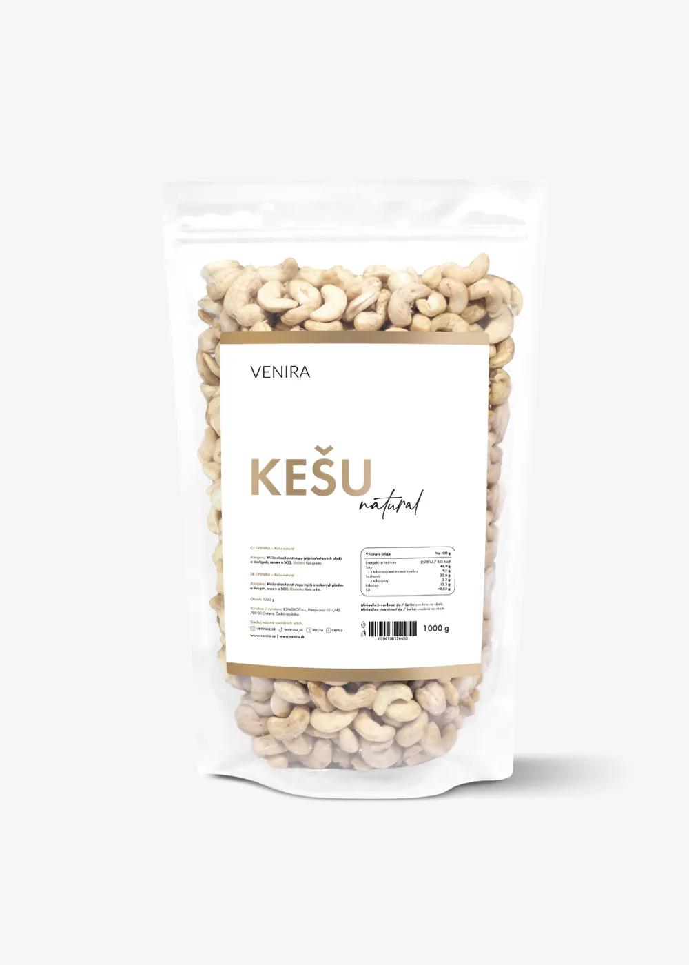 kešu natural, ww320 premium, maxi balení 1000 g