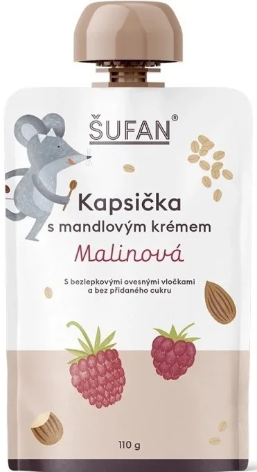 Šufan kapsička s mandlovým krémem a malinou