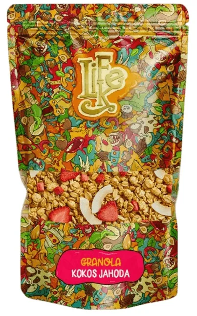 Bezlepková granola kokos a jahoda