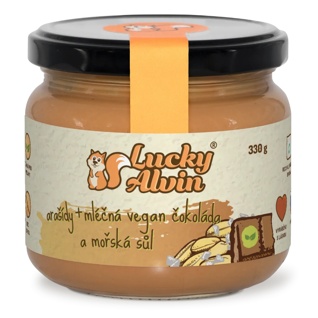 Arašídy + mléčná vegan čokoláda a mořská sůl