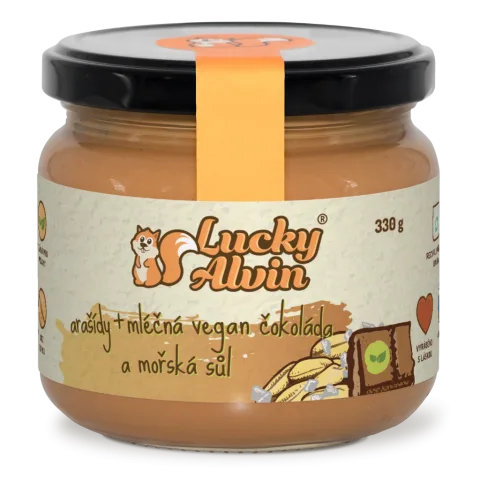 Arašídy + mléčná vegan čokoláda a mořská sůl