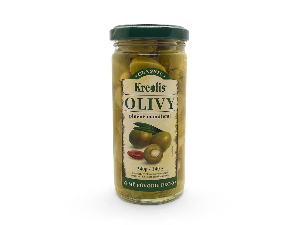 Řecké zelené olivy s mandlí